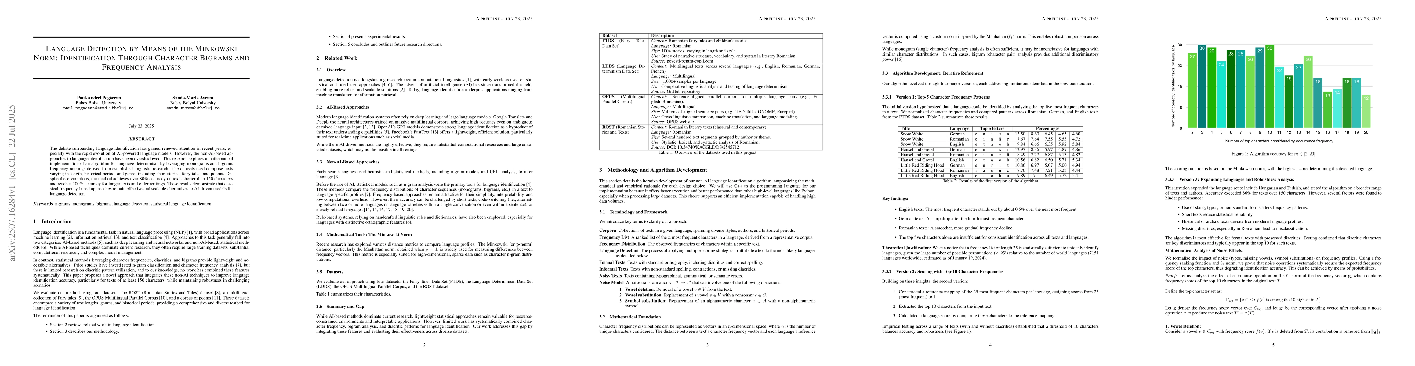 Thumbnail for Language Detection by Means of the Minkowski Norm: Identification
  Through Character Bigrams and Frequency Analysis