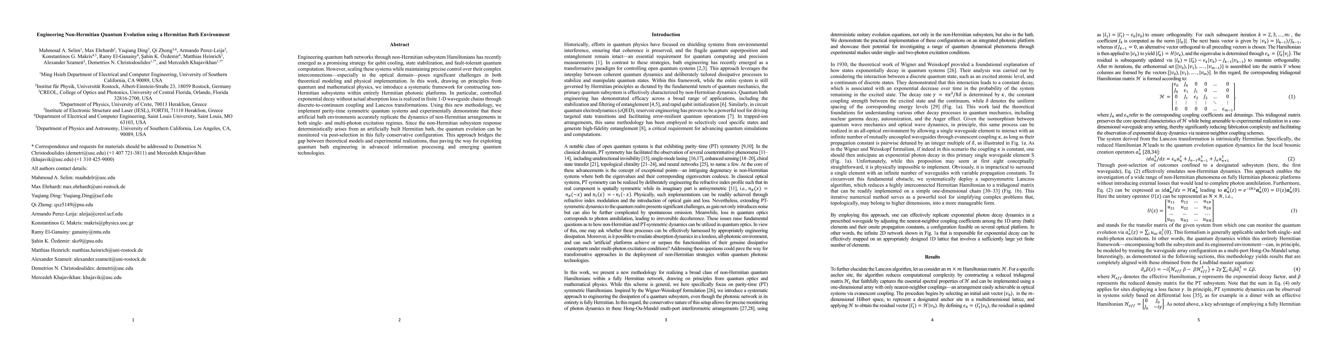 Thumbnail for Engineering Non-Hermitian Quantum Evolution Using a Hermitian Bath
  Environment