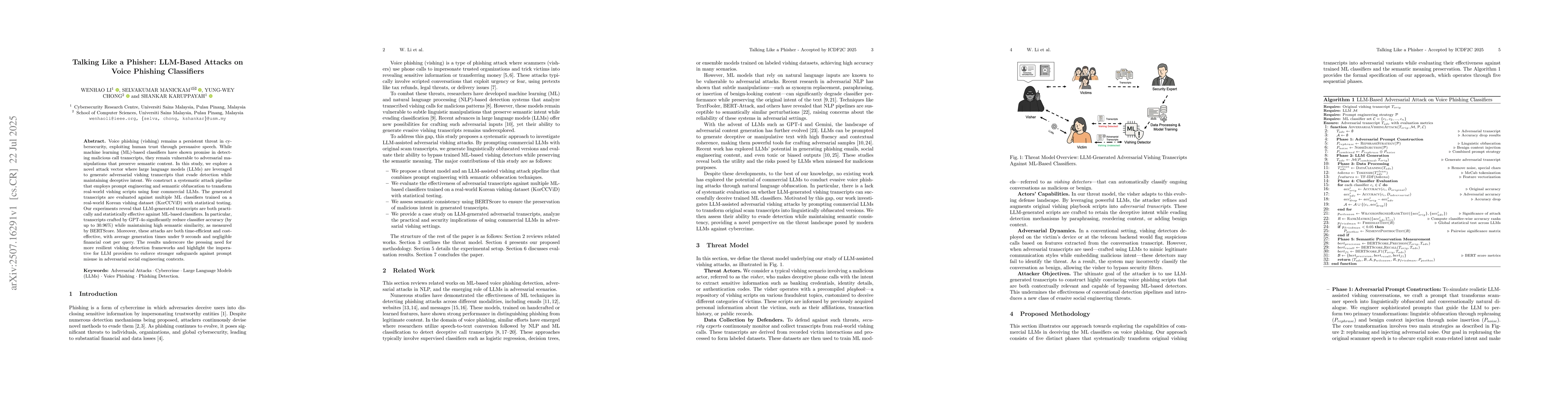 Thumbnail for Talking Like a Phisher: LLM-Based Attacks on Voice Phishing Classifiers