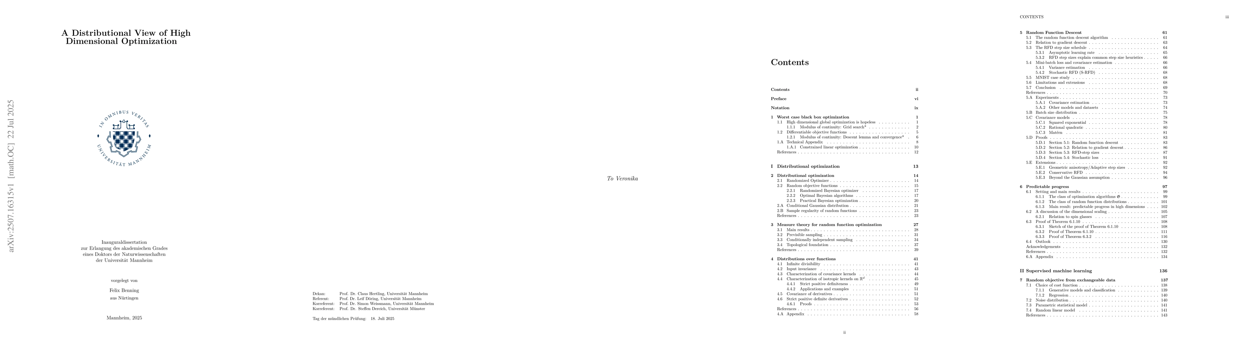 Thumbnail for A Distributional View of High Dimensional Optimization