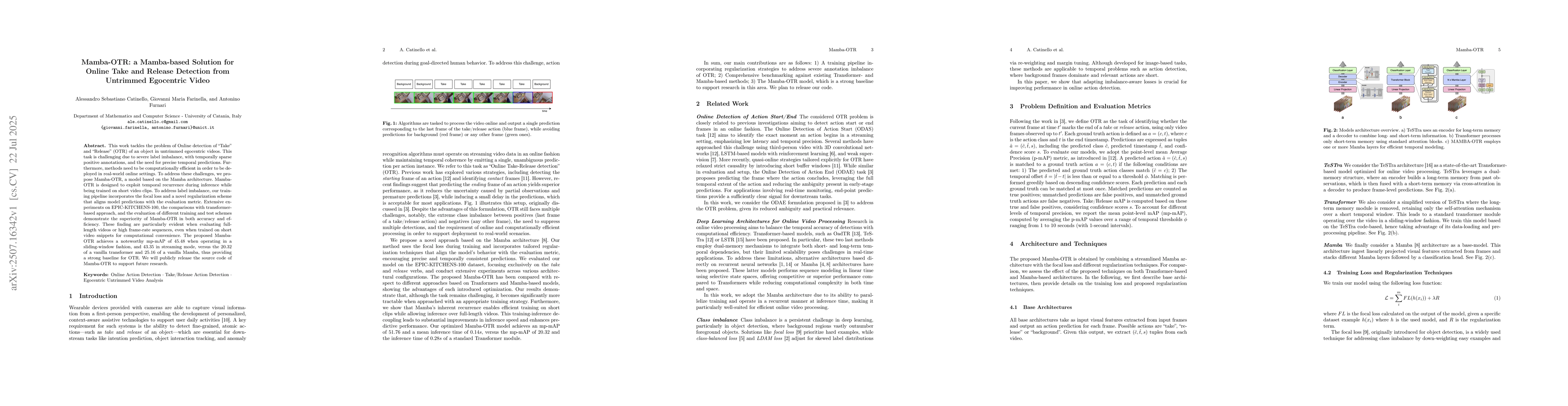 Thumbnail for Mamba-OTR: a Mamba-based Solution for Online Take and Release Detection
  from Untrimmed Egocentric Video