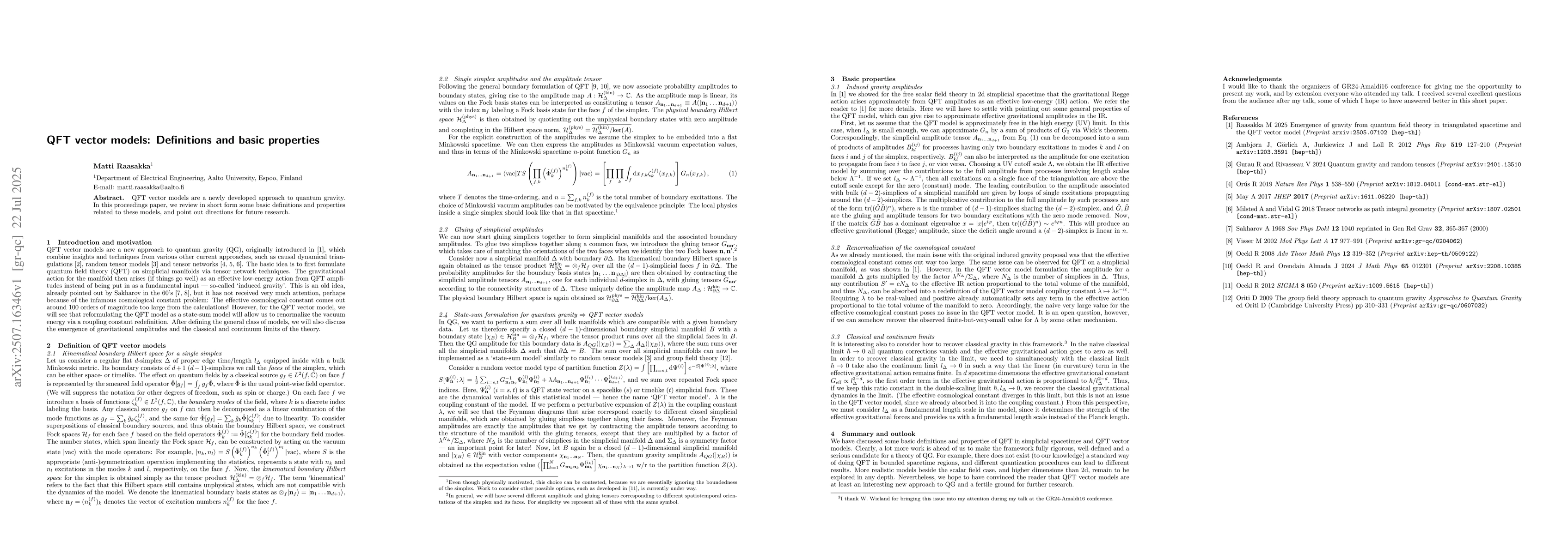 Thumbnail for QFT vector models: Definitions and basic properties