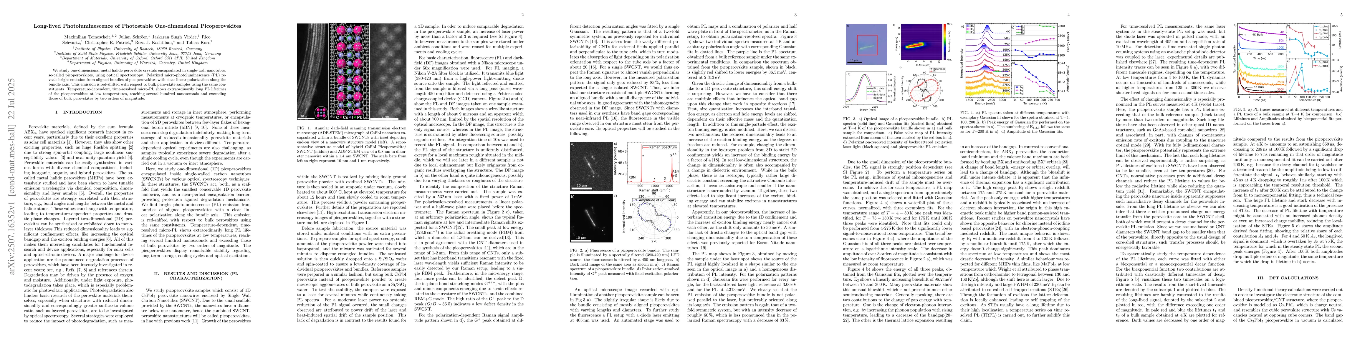 Thumbnail for Long-lived Photoluminescence of Photostable One-dimensional
  Picoperovskites