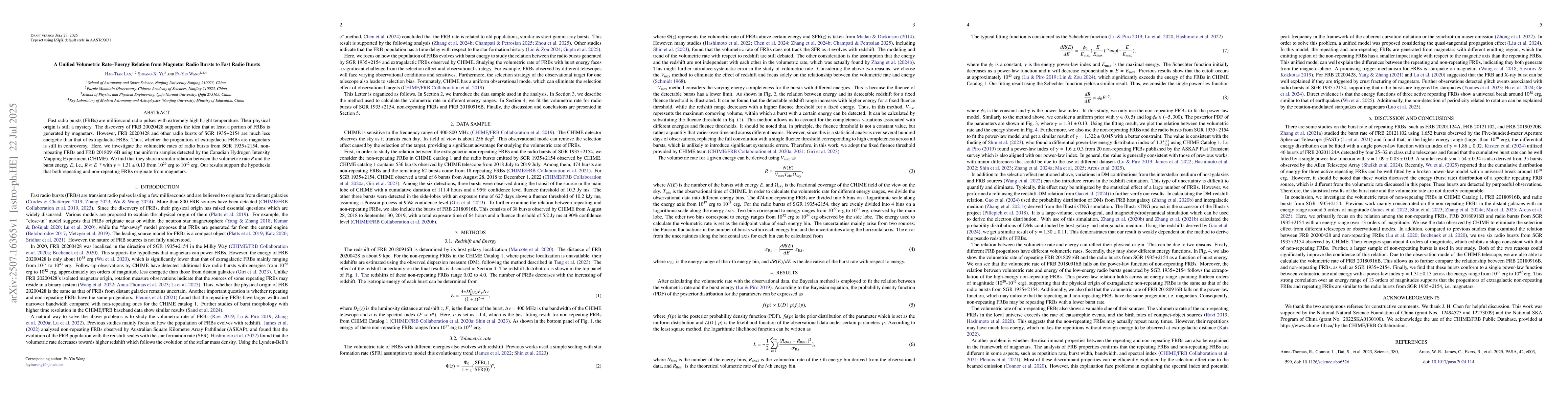 Thumbnail for A Unified Volumetric Rate-Energy Relation from Magnetar Radio Bursts to
  Fast Radio Bursts
