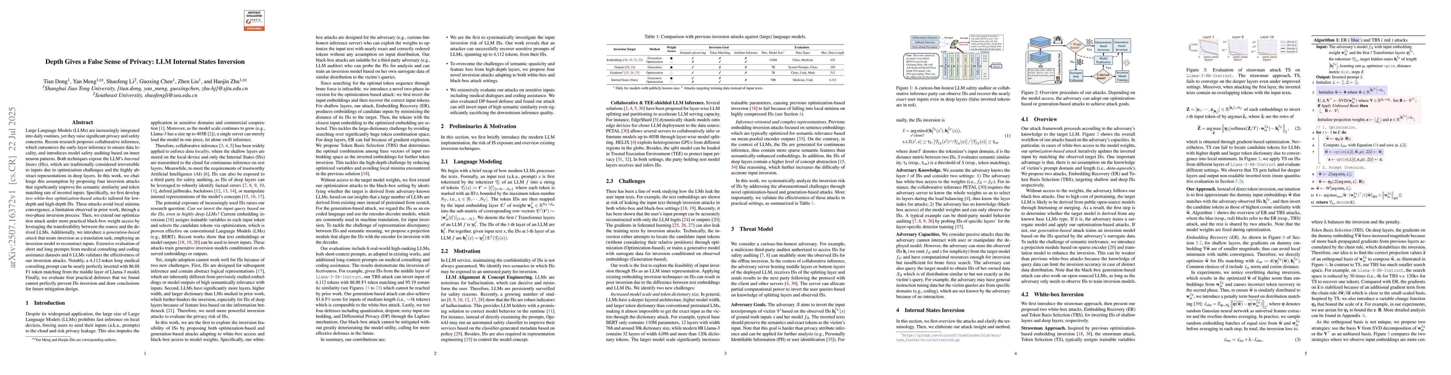 Thumbnail for Depth Gives a False Sense of Privacy: LLM Internal States Inversion