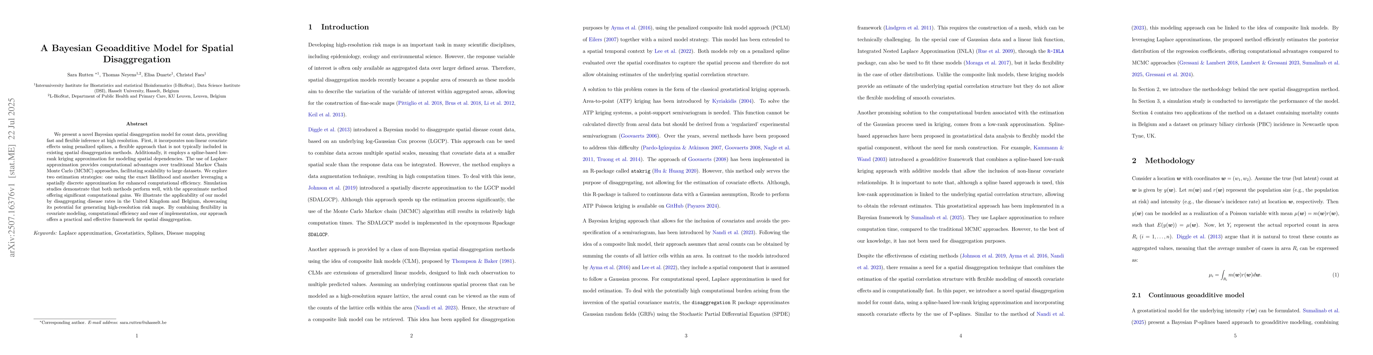 Thumbnail for A Bayesian Geoadditive Model for Spatial Disaggregation