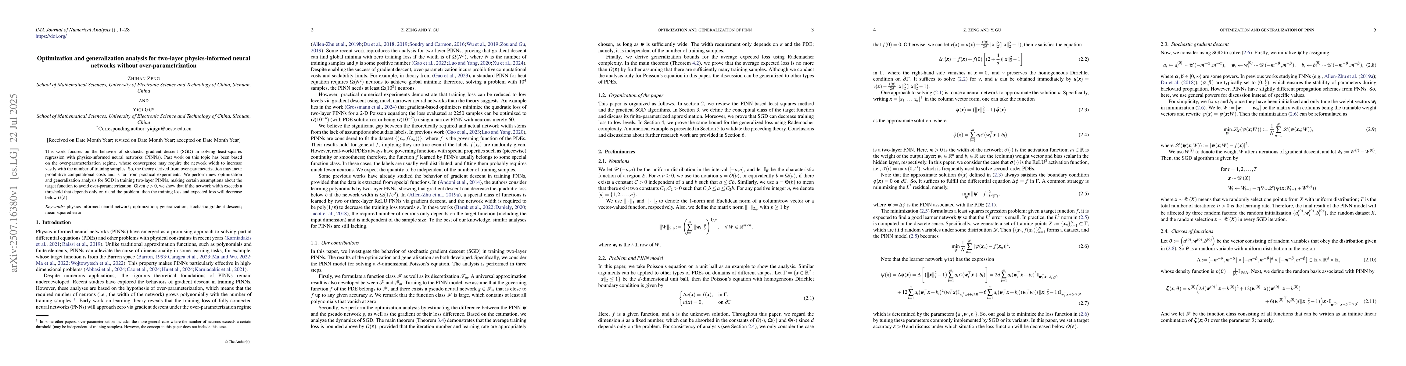 Thumbnail for Optimization and generalization analysis for two-layer physics-informed
  neural networks without over-parametrization