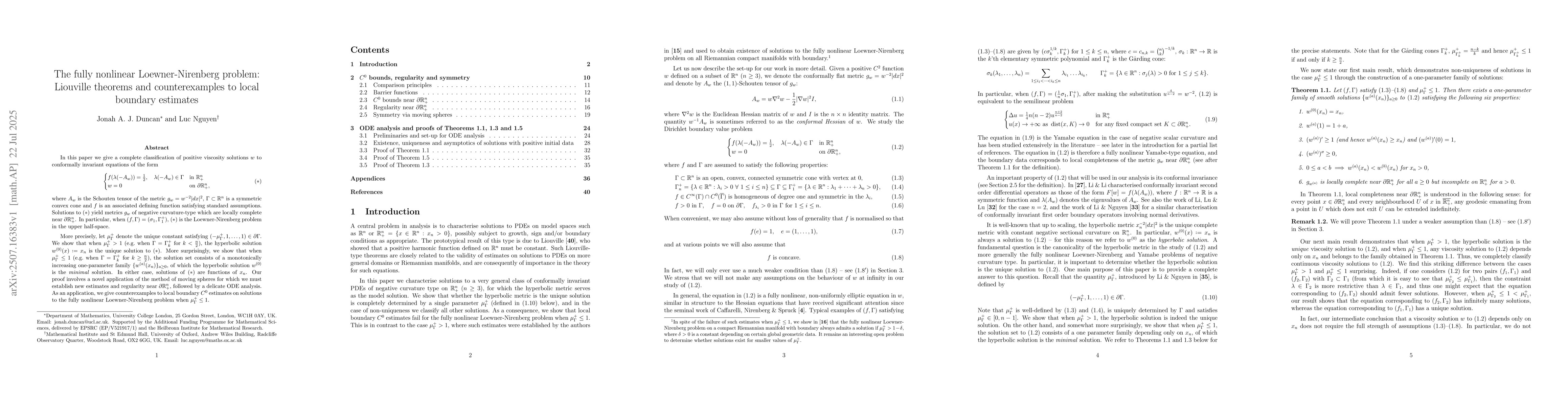 Thumbnail for The fully nonlinear Loewner-Nirenberg problem: Liouville theorems and
  counterexamples to local boundary estimates