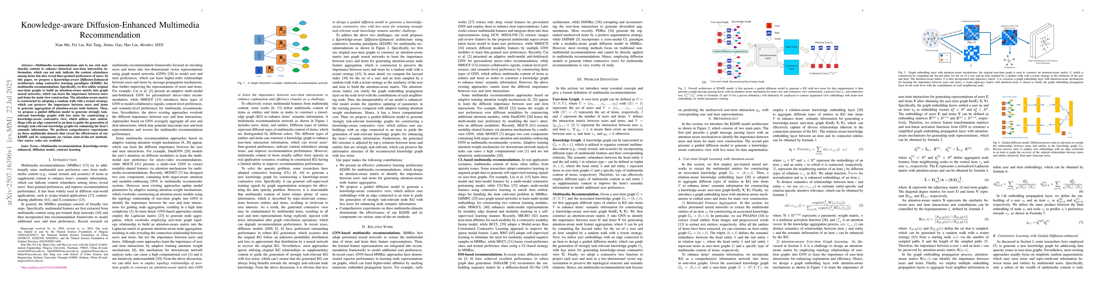 Thumbnail for Knowledge-aware Diffusion-Enhanced Multimedia Recommendation