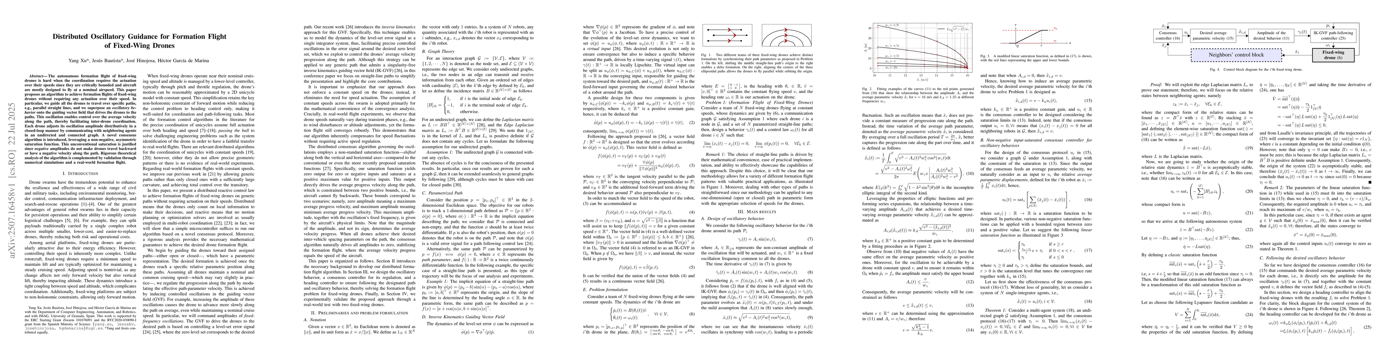 Thumbnail for Distributed Oscillatory Guidance for Formation Flight of Fixed-Wing
  Drones
