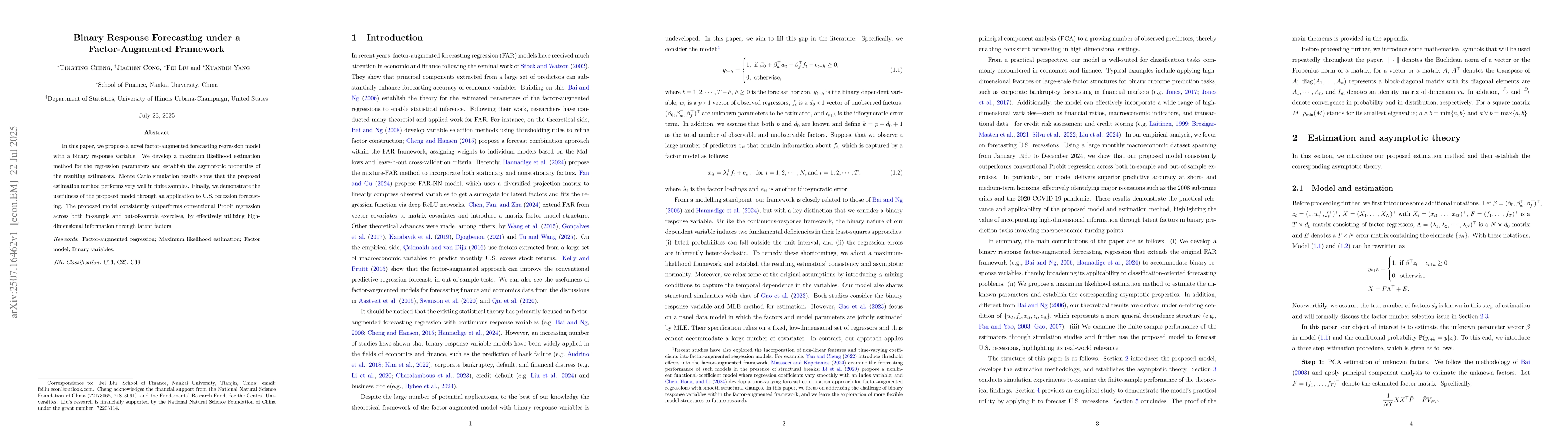 Thumbnail for Binary Response Forecasting under a Factor-Augmented Framework