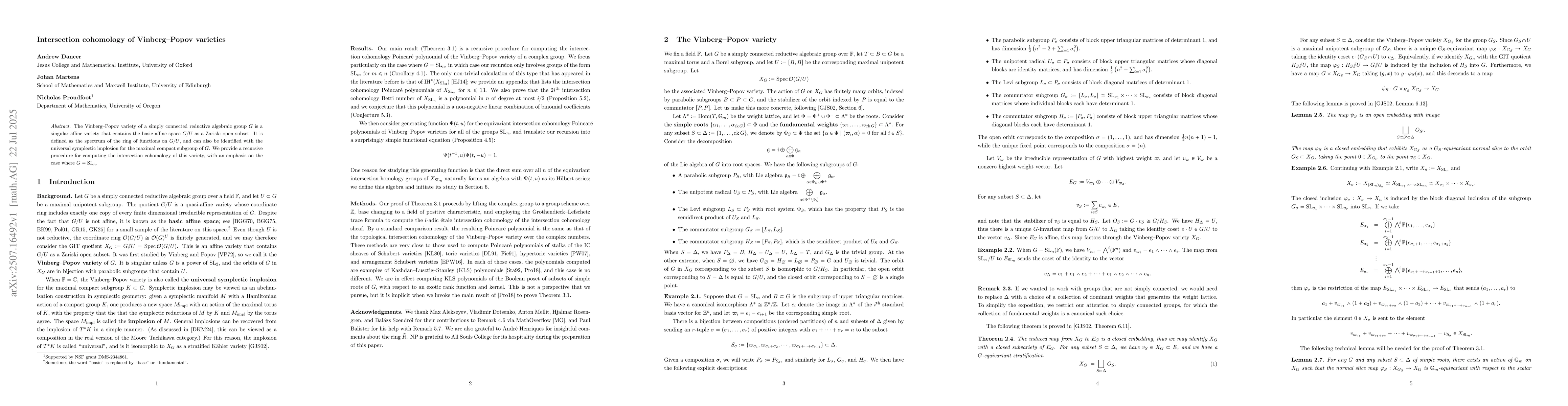Thumbnail for Intersection cohomology of Vinberg-Popov varieties