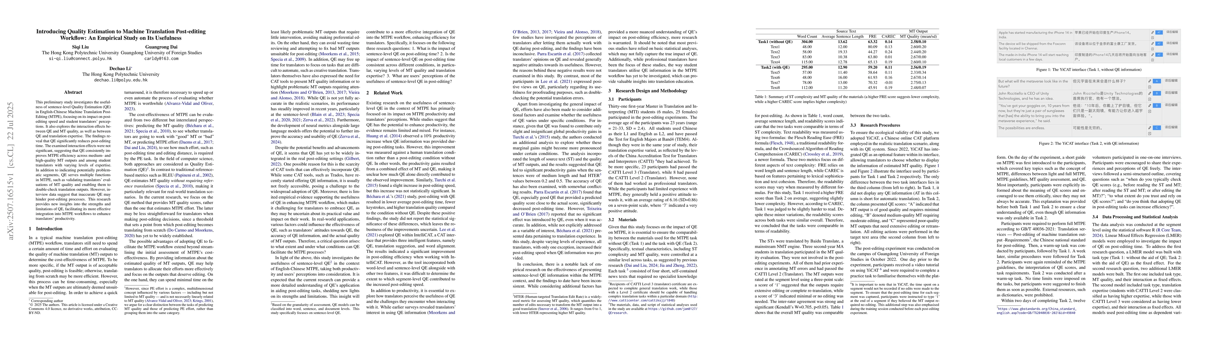 Thumbnail for Introducing Quality Estimation to Machine Translation Post-editing
  Workflow: An Empirical Study on Its Usefulness