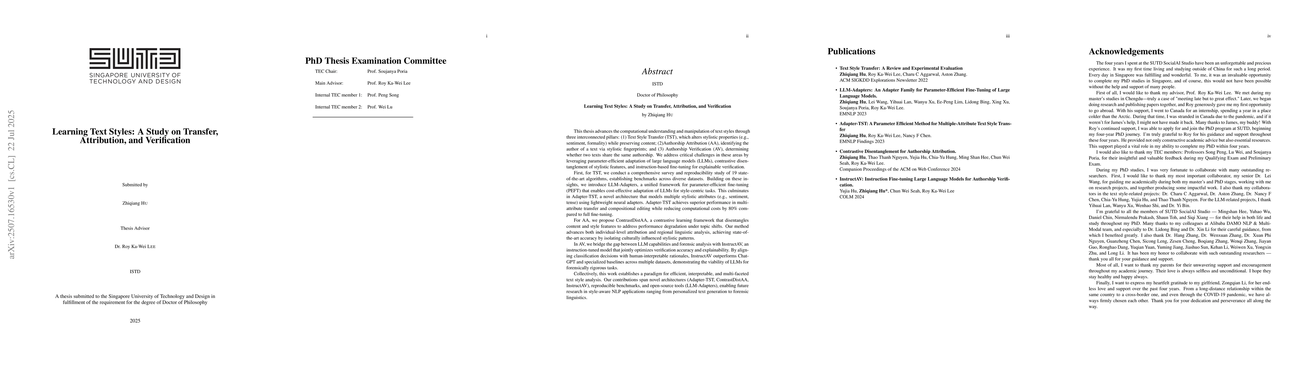 Thumbnail for Learning Text Styles: A Study on Transfer, Attribution, and Verification