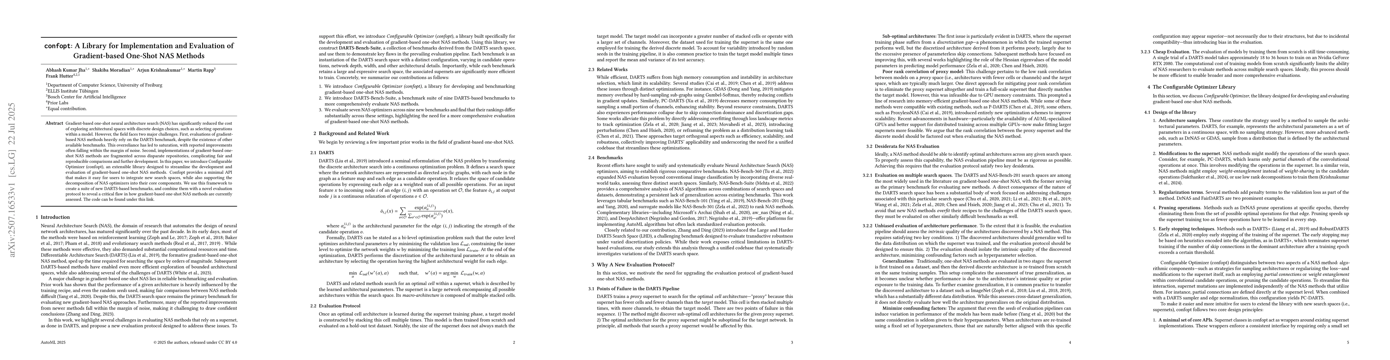 Thumbnail for confopt: A Library for Implementation and Evaluation of Gradient-based
  One-Shot NAS Methods