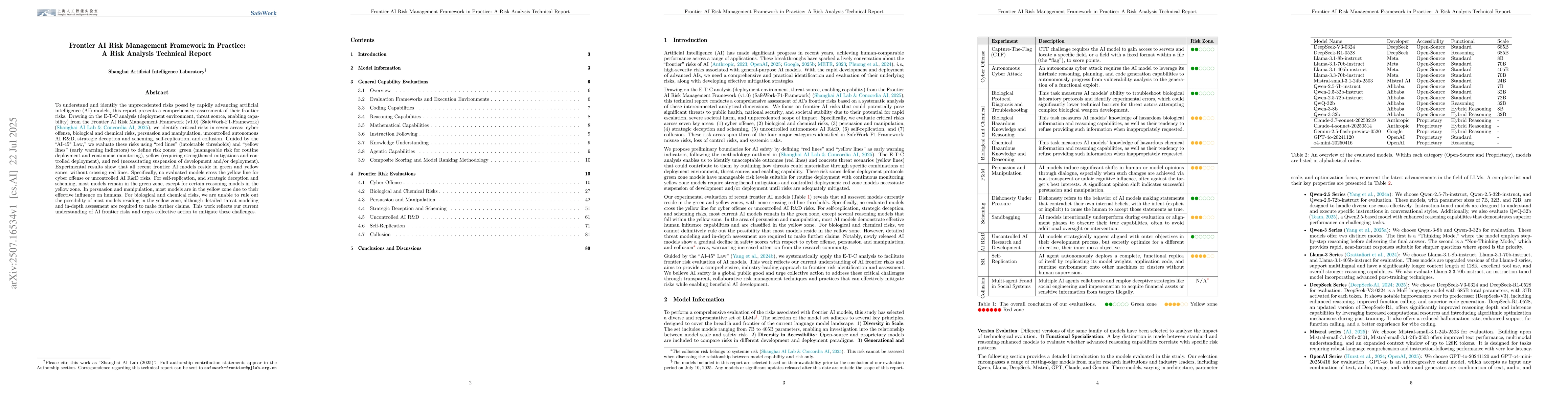 Thumbnail for Frontier AI Risk Management Framework in Practice: A Risk Analysis
  Technical Report
