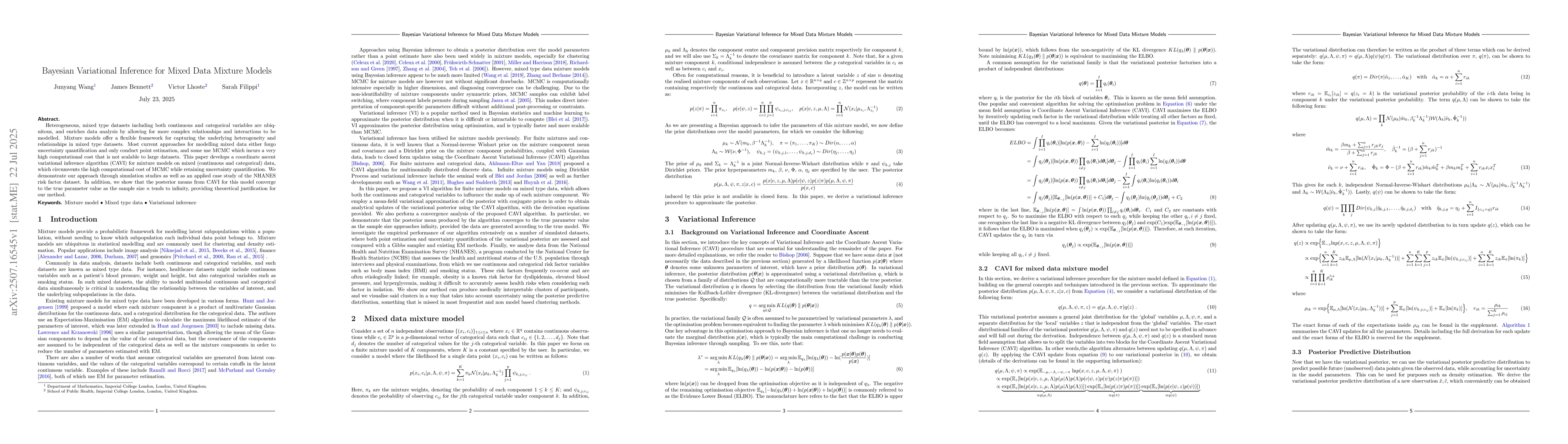 Thumbnail for Bayesian Variational Inference for Mixed Data Mixture Models