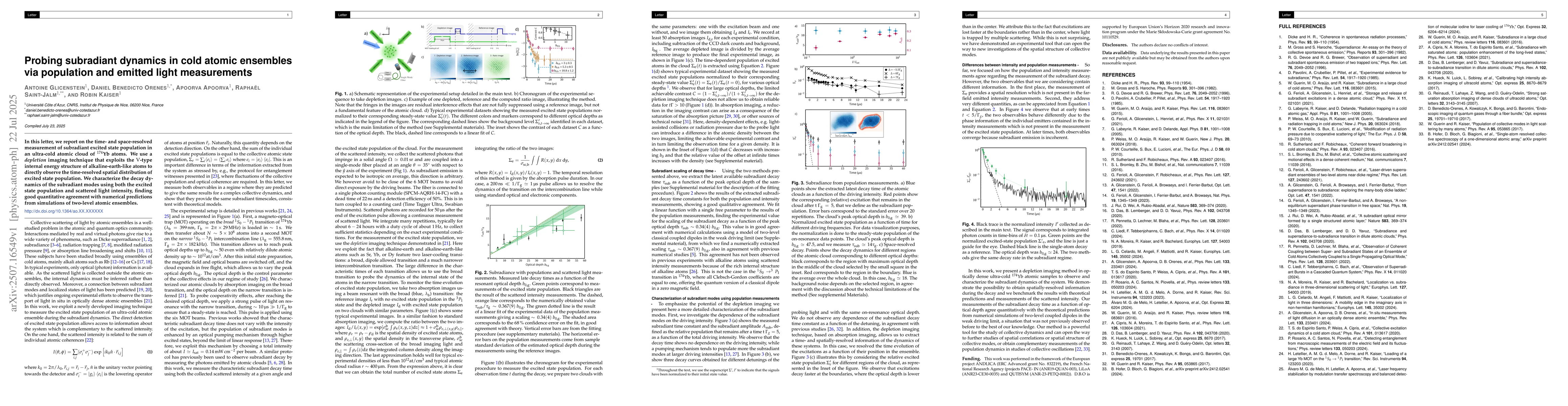 Thumbnail for Probing subradiant dynamics in cold atomic ensembles via population and
  emitted light measurements