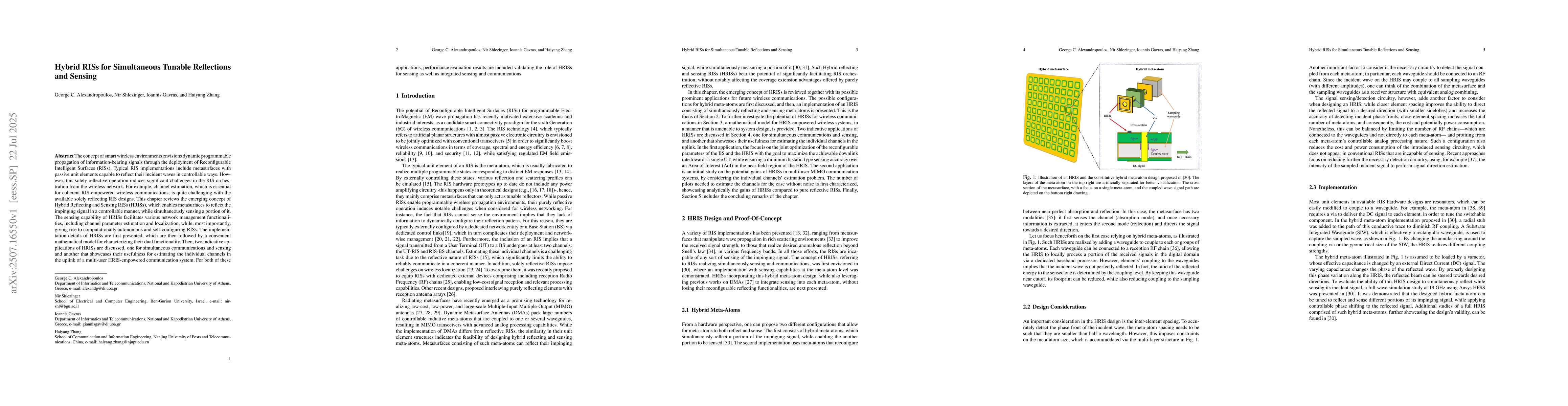 Thumbnail for Hybrid RISs for Simultaneous Tunable Reflections and Sensing