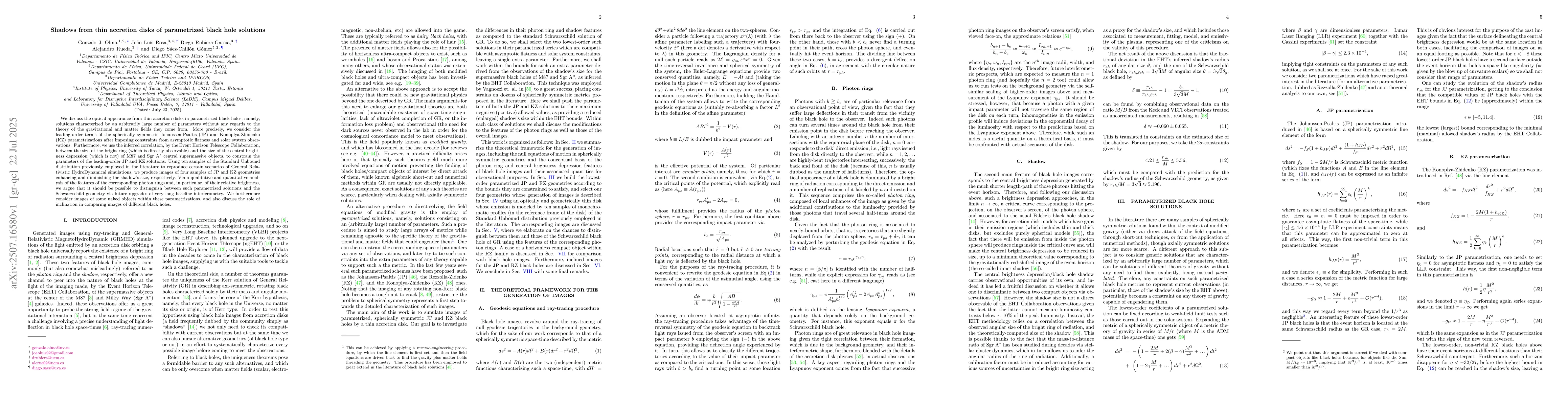 Thumbnail for Shadows from thin accretion disks of parametrized black hole solutions