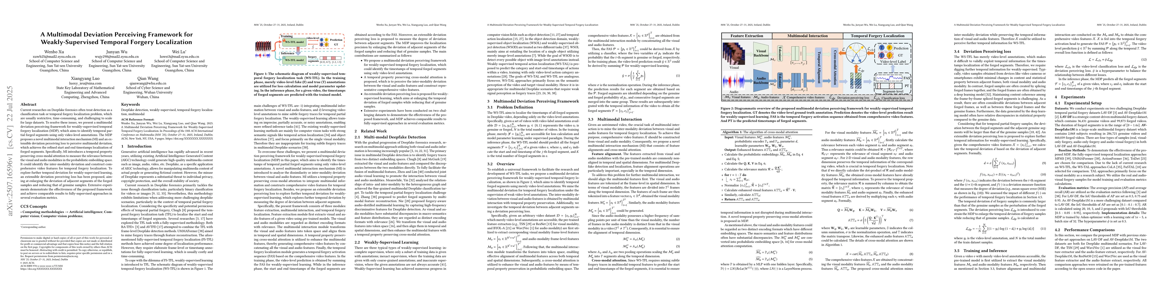 Thumbnail for A Multimodal Deviation Perceiving Framework for Weakly-Supervised
  Temporal Forgery Localization