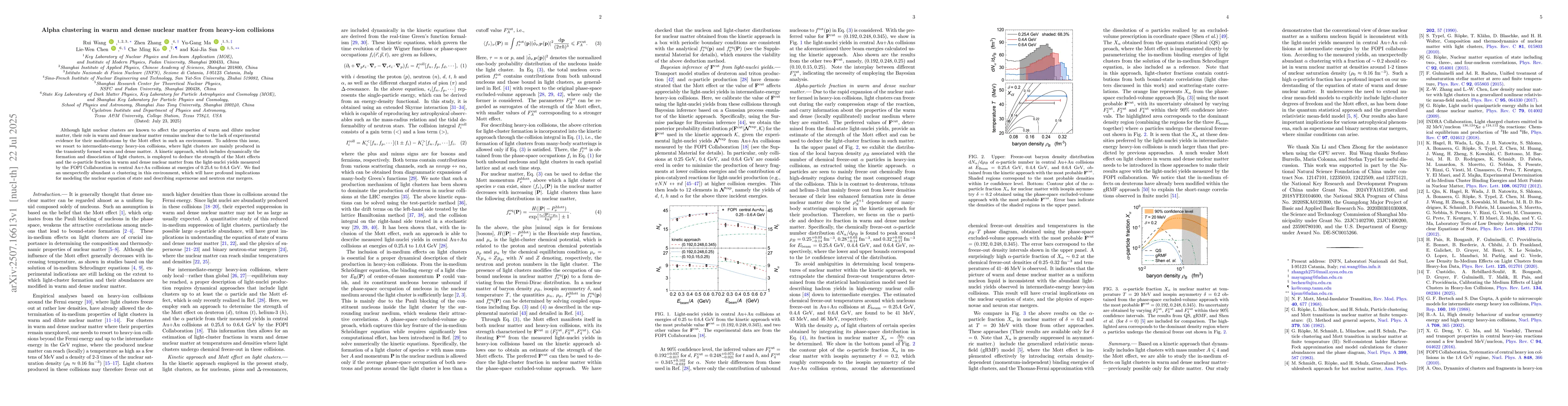 Thumbnail for Alpha clustering in warm and dense nuclear matter from heavy-ion
  collisions