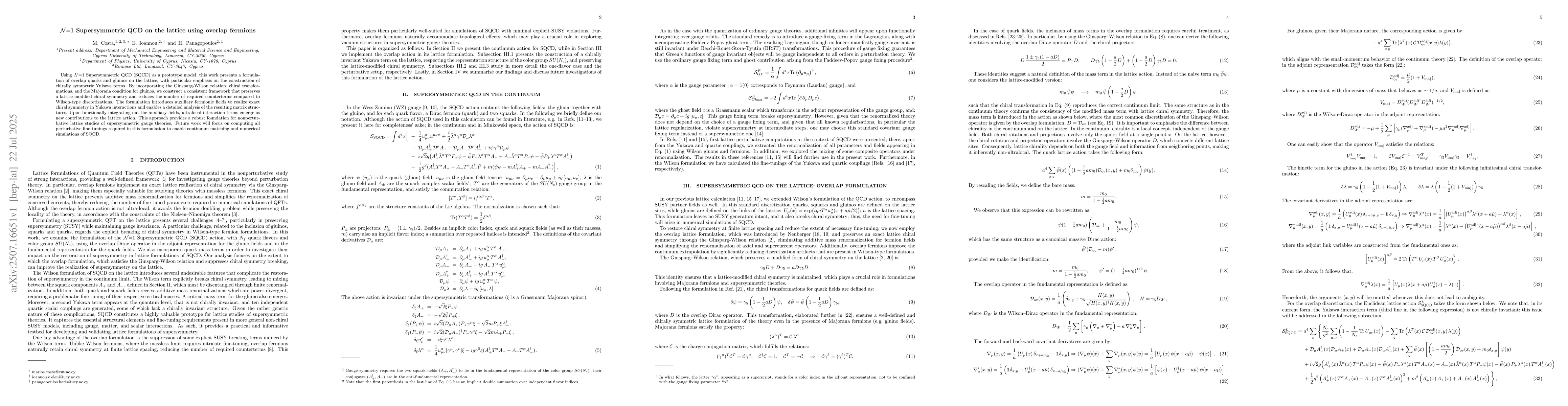 Thumbnail for N=1 Supersymmetric QCD on the lattice using overlap fermions