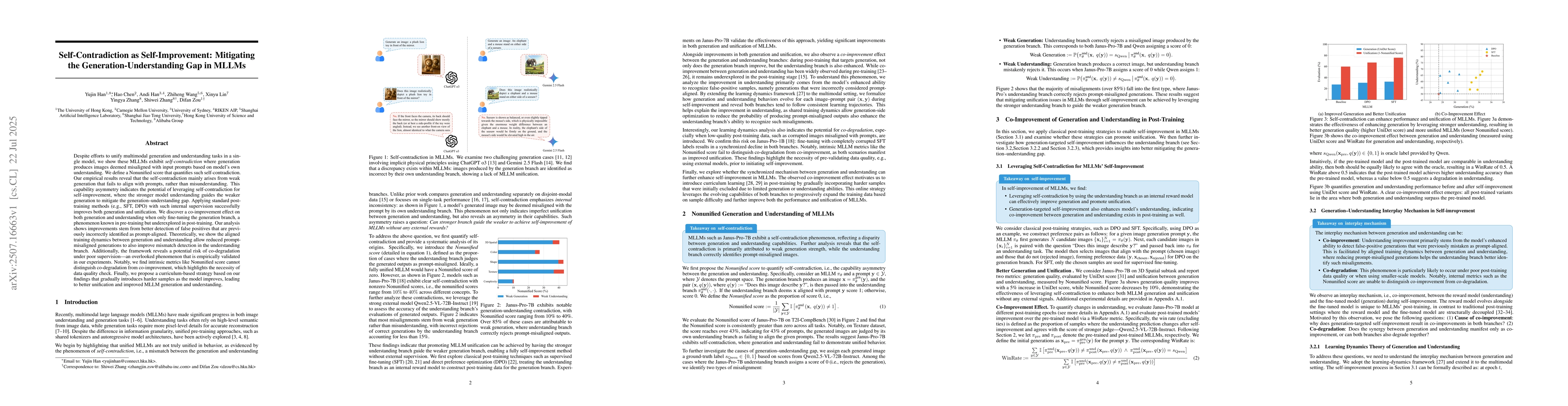 Thumbnail for Self-Contradiction as Self-Improvement: Mitigating the
  Generation-Understanding Gap in MLLMs