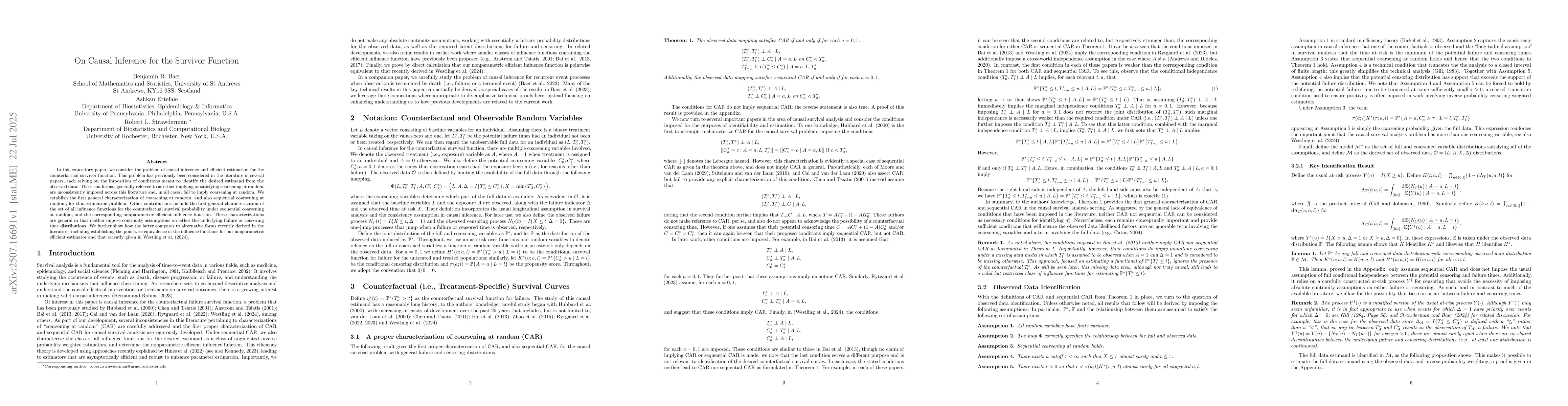 Thumbnail for On Causal Inference for the Survivor Function