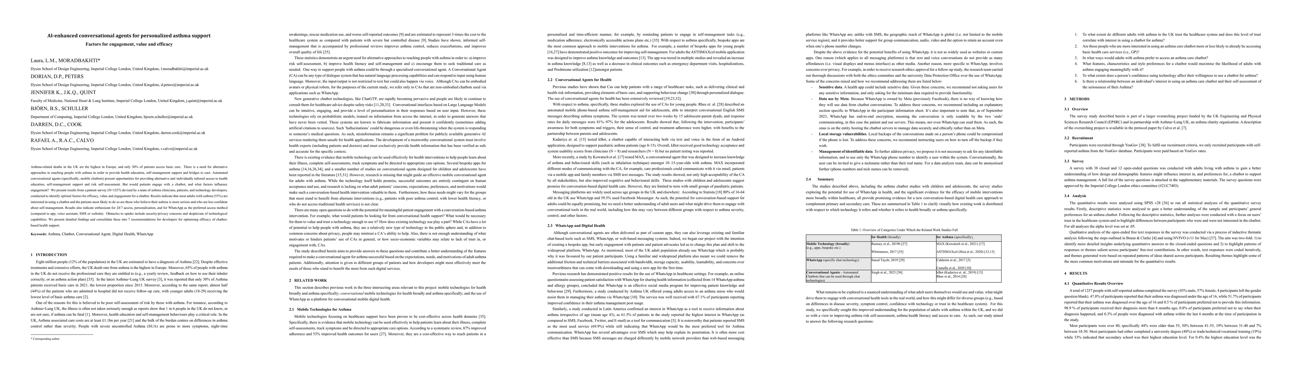 Thumbnail for AI-enhanced conversational agents for personalized asthma support
  Factors for engagement, value and efficacy