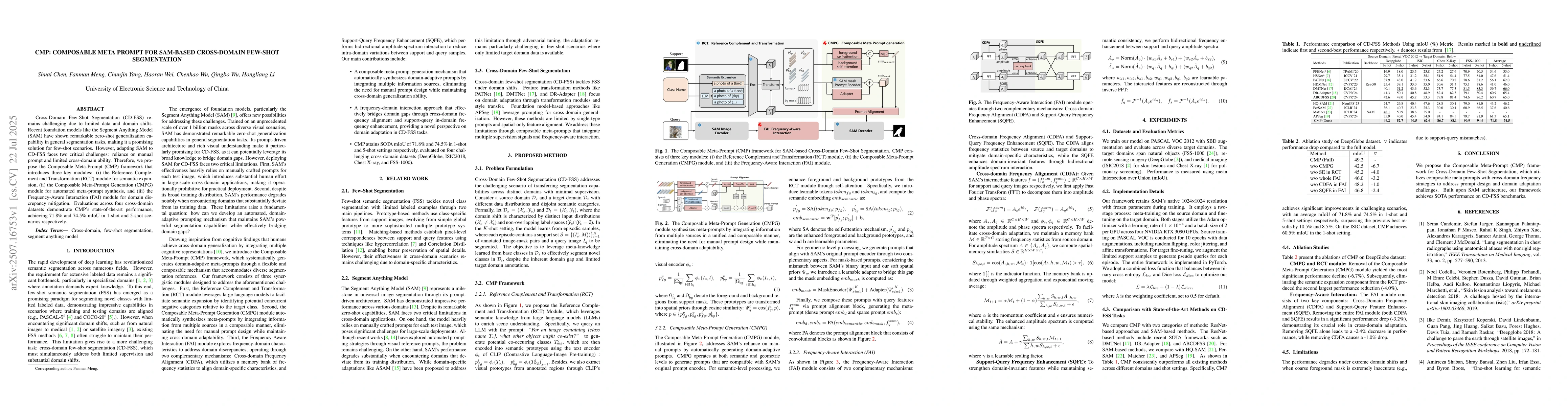 Thumbnail for CMP: A Composable Meta Prompt for SAM-Based Cross-Domain Few-Shot
  Segmentation