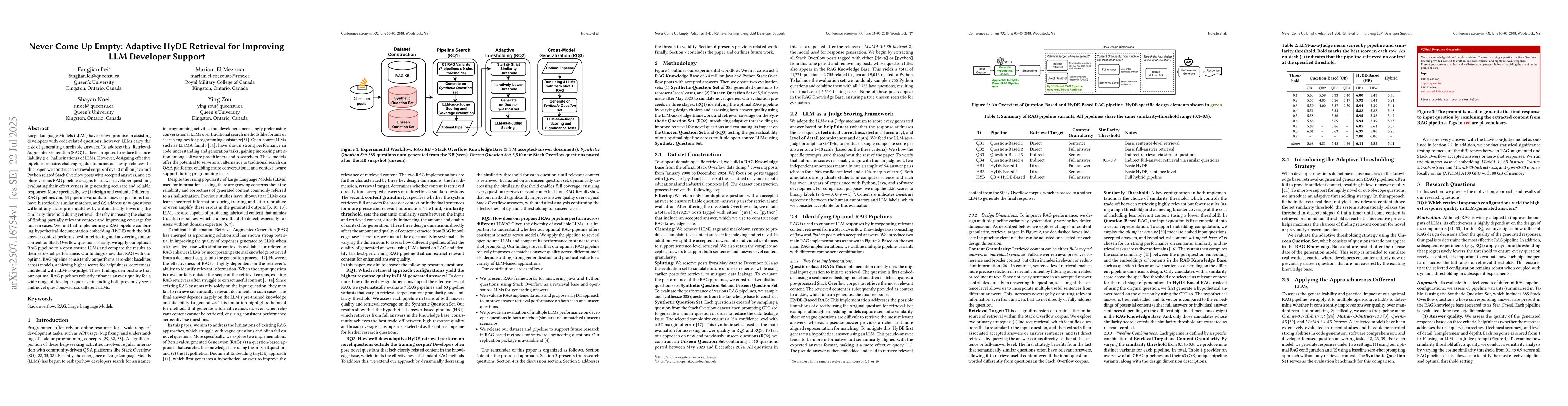 Thumbnail for Never Come Up Empty: Adaptive HyDE Retrieval for Improving LLM Developer
  Support