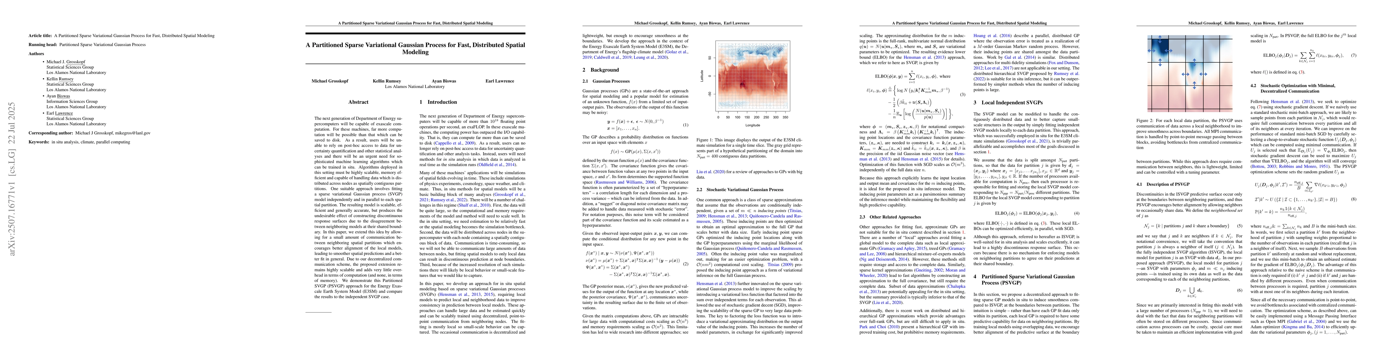 Thumbnail for A Partitioned Sparse Variational Gaussian Process for Fast, Distributed
  Spatial Modeling