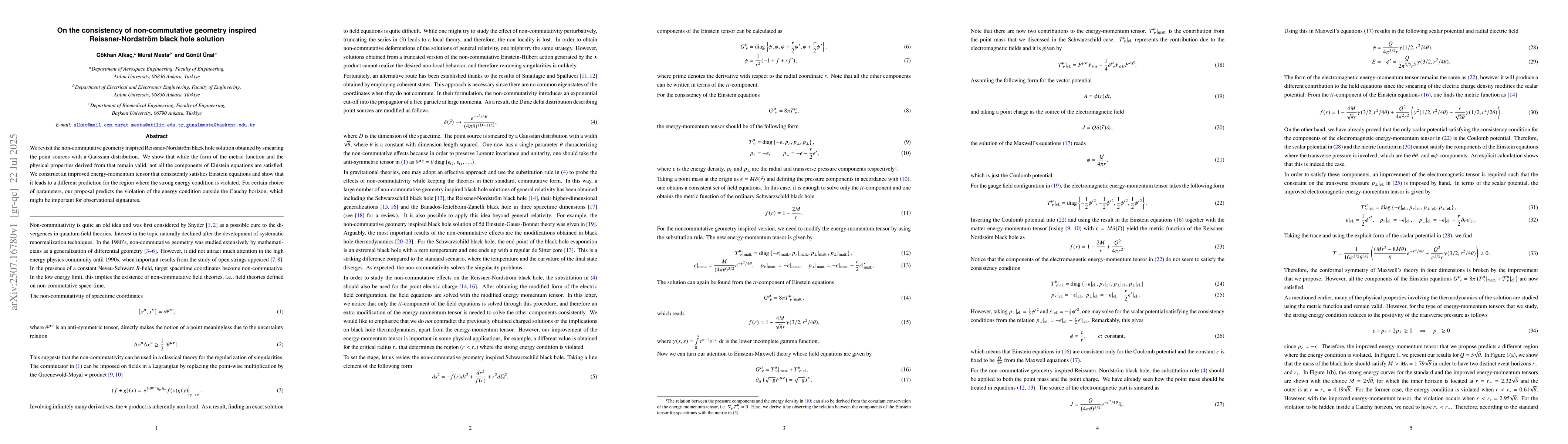 Thumbnail for On the consistency of non-commutative geometry inspired
  Reissner-Nordström black hole solution
