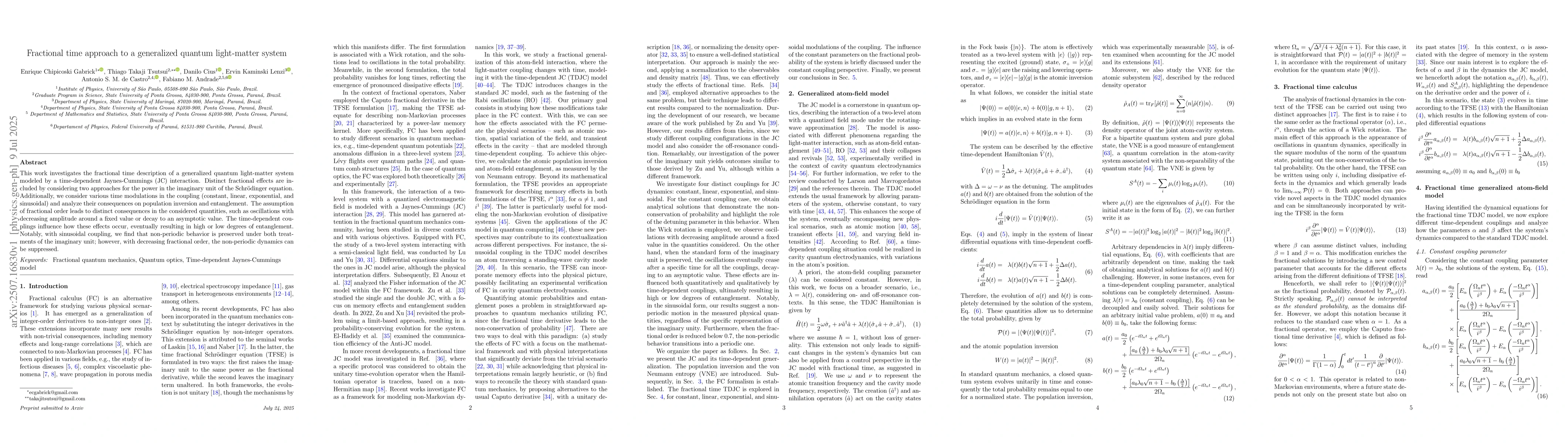 Thumbnail for Fractional time approach to a generalized quantum light-matter system