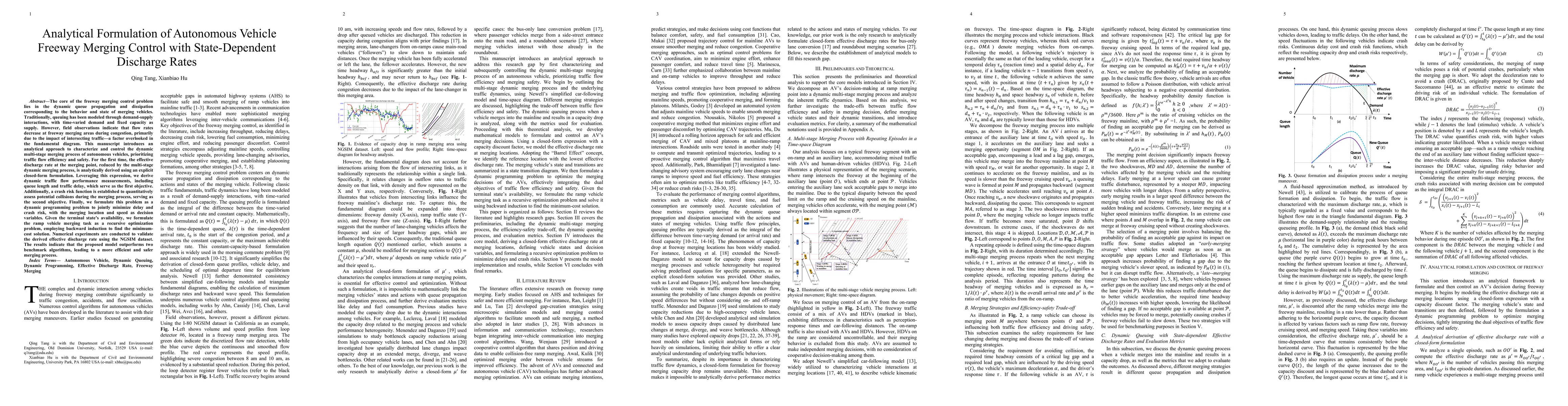 Thumbnail for Analytical Formulation of Autonomous Vehicle Freeway Merging Control
  with State-Dependent Discharge Rates