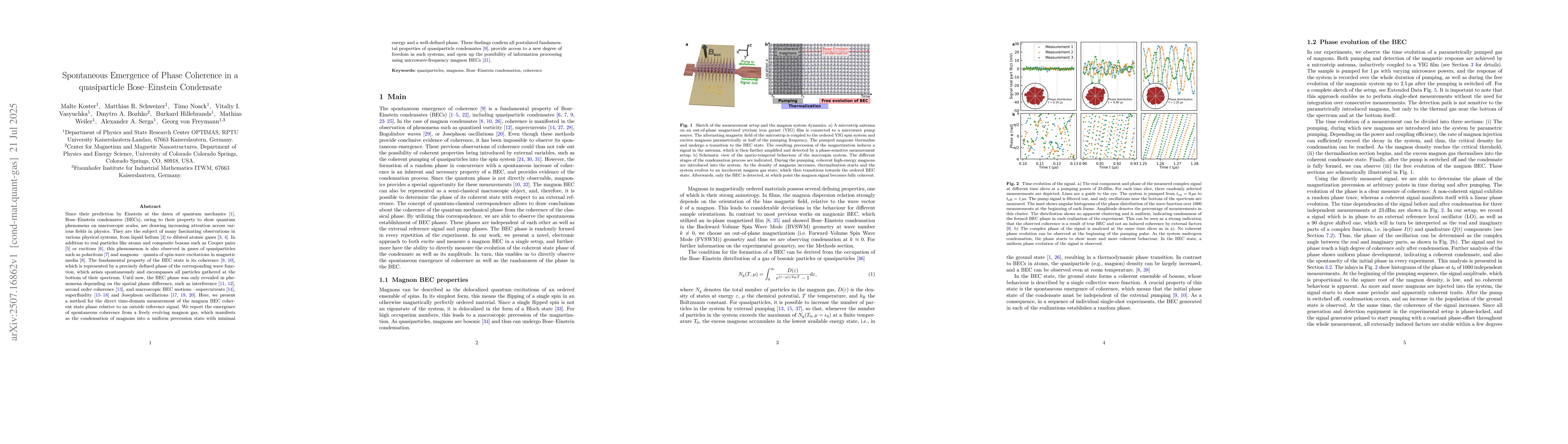 Thumbnail for Spontaneous Emergence of Phase Coherence in a quasiparticle
  Bose-Einstein Condensate