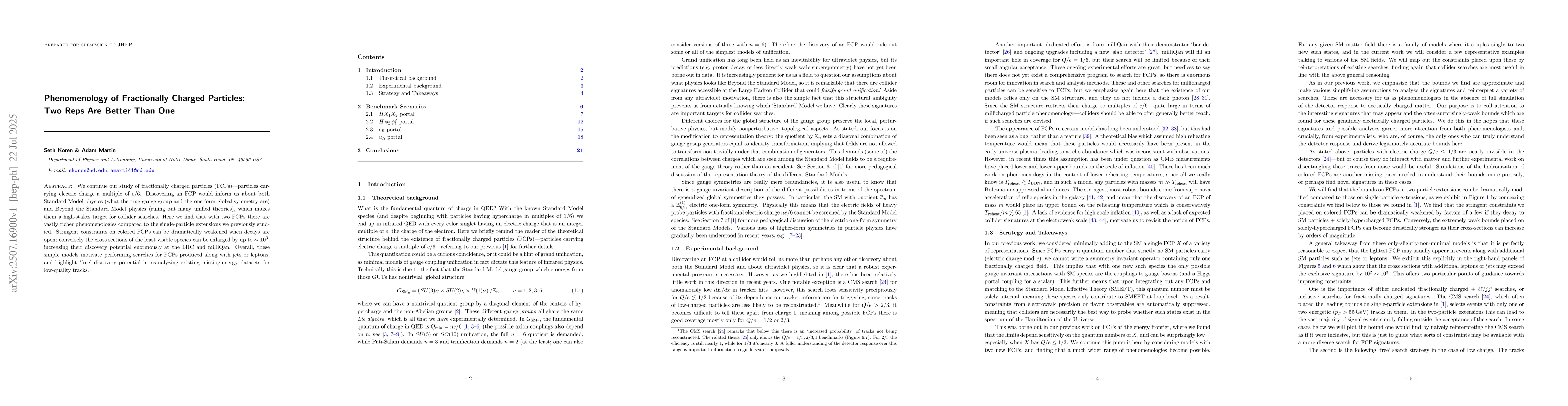 Thumbnail for Phenomenology of Fractionally Charged Particles: Two Reps Are Better
  Than One