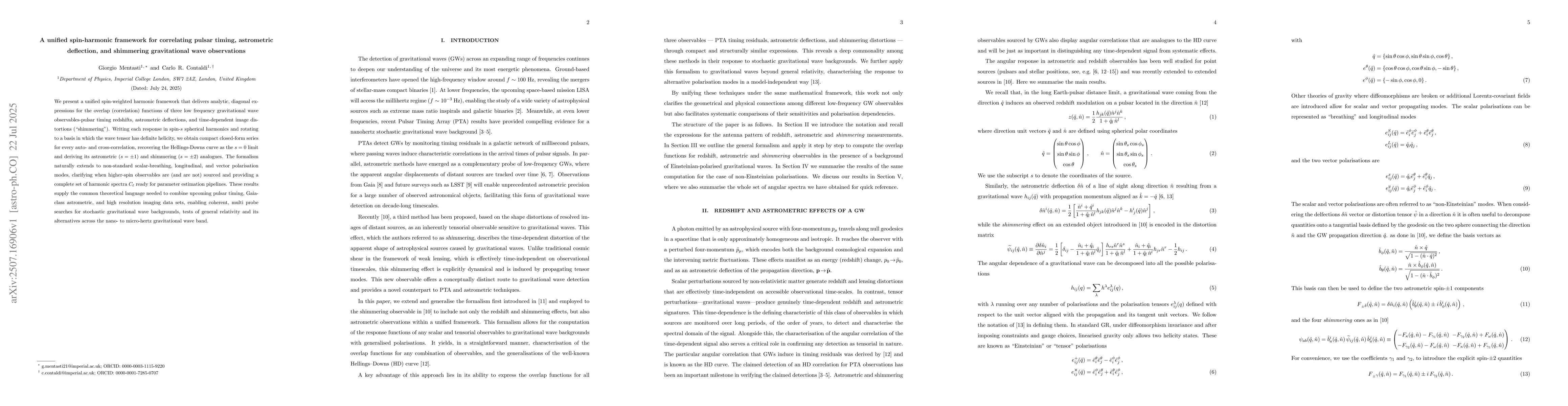 Thumbnail for A unified spin-harmonic framework for correlating pulsar timing,
  astrometric deflection, and shimmering gravitational wave observations