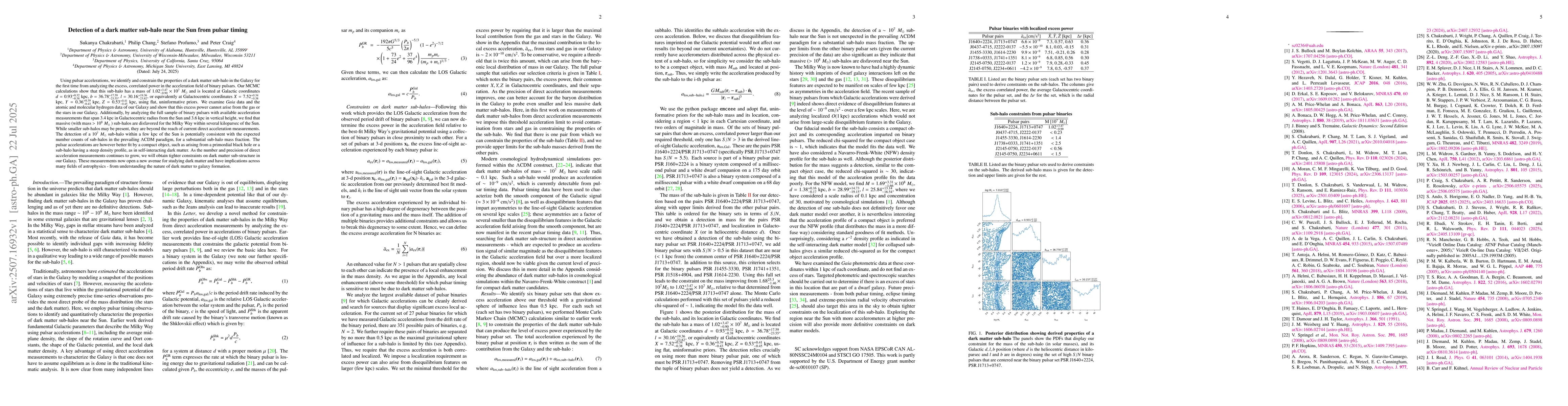 Thumbnail for Detection of a dark matter sub-halo near the Sun from pulsar timing