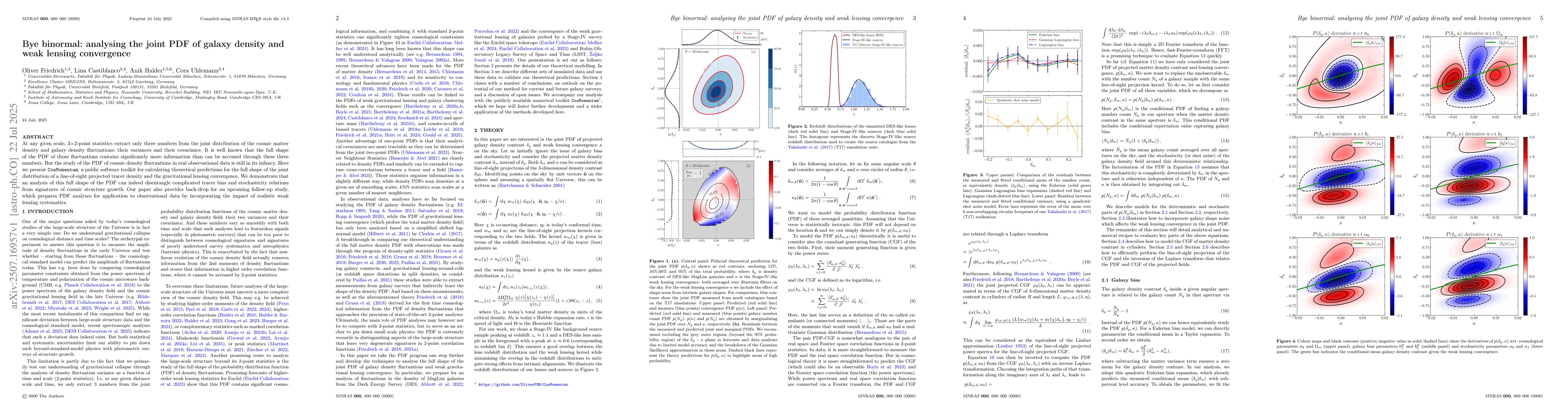 Thumbnail for Bye binormal: analysing the joint PDF of galaxy density and weak lensing
  convergence