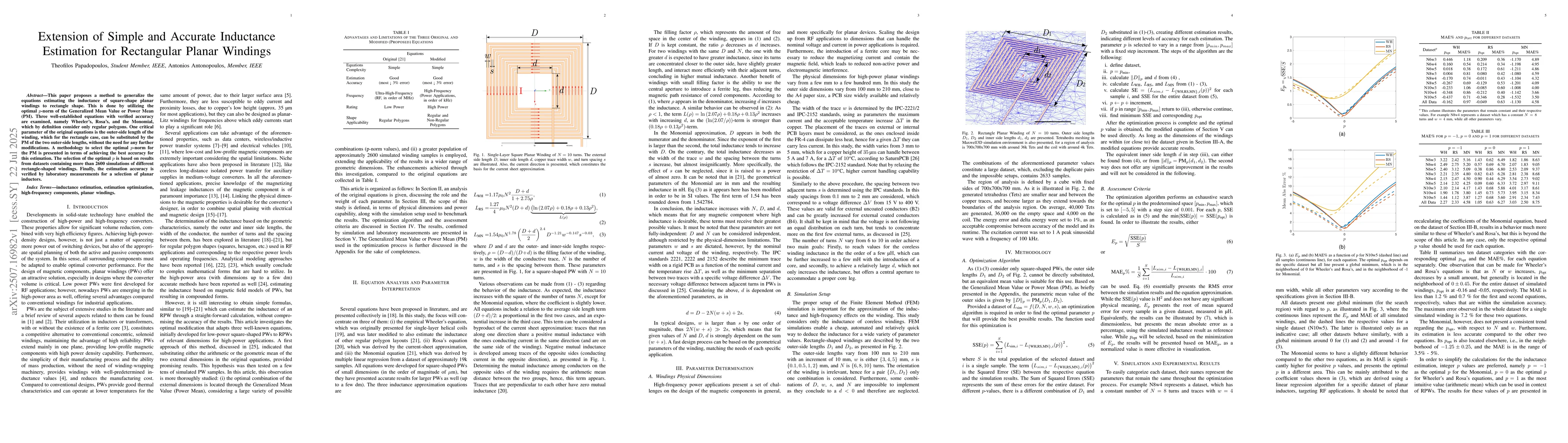 Thumbnail for Extension of Simple and Accurate Inductance Estimation for Rectangular
  Planar Windings