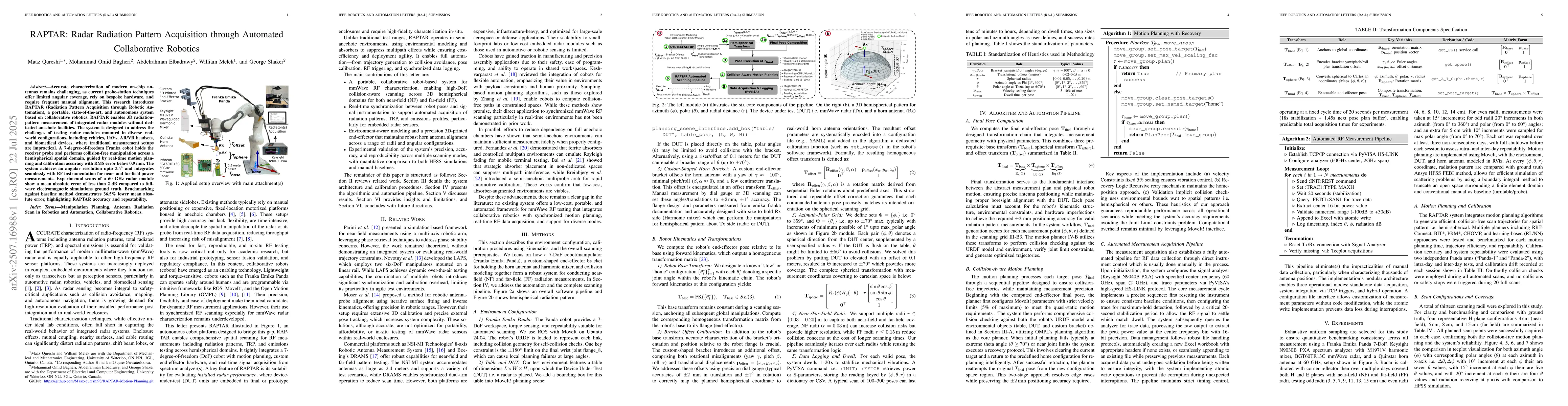 Thumbnail for RAPTAR: Radar Radiation Pattern Acquisition through Automated
  Collaborative Robotics