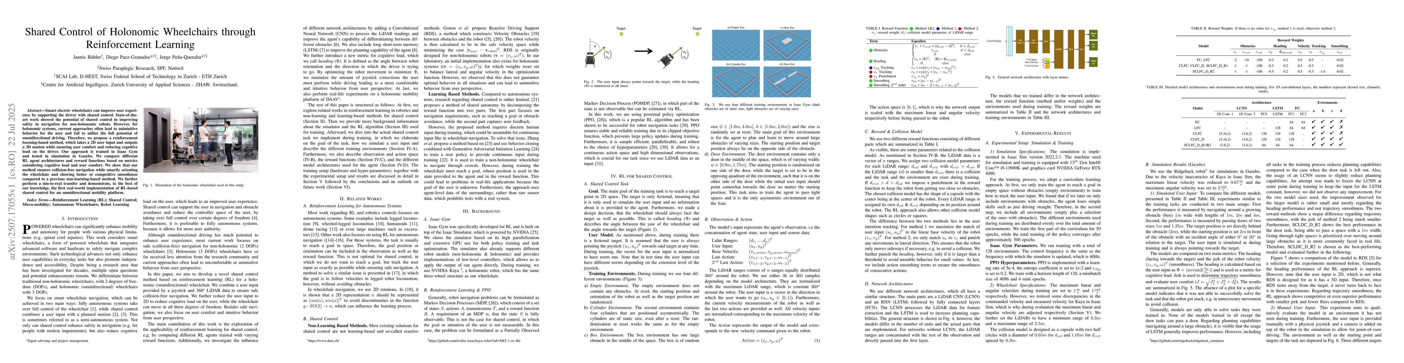 Thumbnail for Shared Control of Holonomic Wheelchairs through Reinforcement Learning