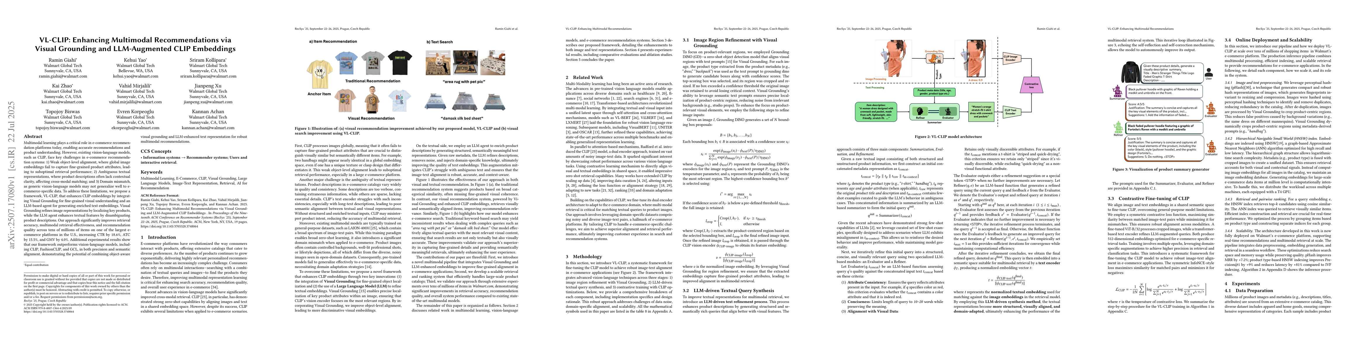 Thumbnail for VL-CLIP: Enhancing Multimodal Recommendations via Visual Grounding and
  LLM-Augmented CLIP Embeddings