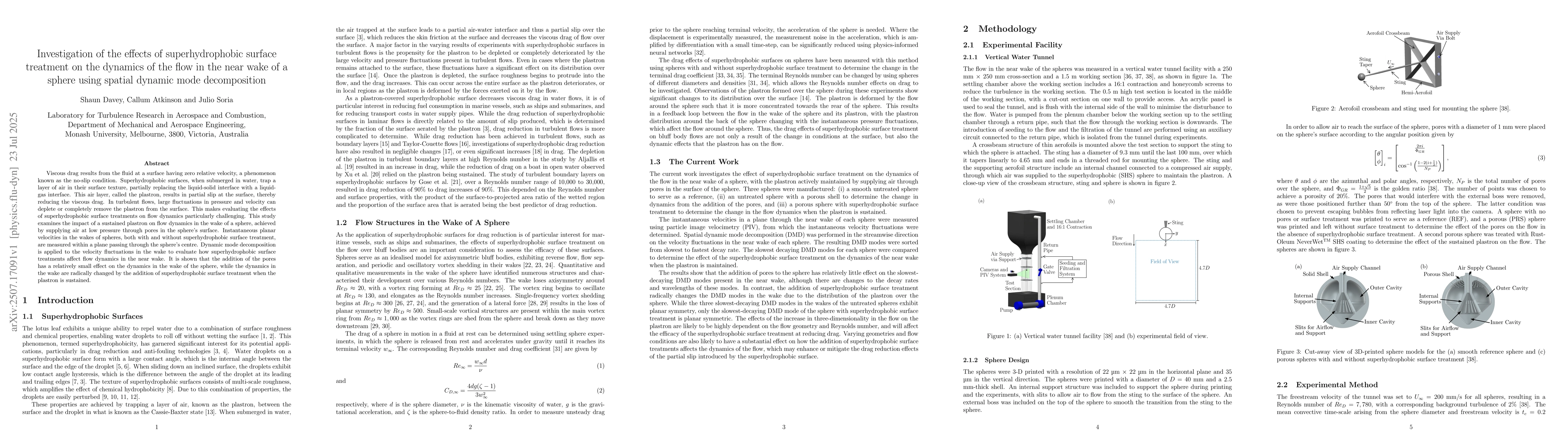 Thumbnail for Investigation of the effects of superhydrophobic surface treatment on
  the dynamics of the flow in the near wake of a sphere using spatial dynamic
  mode decomposition