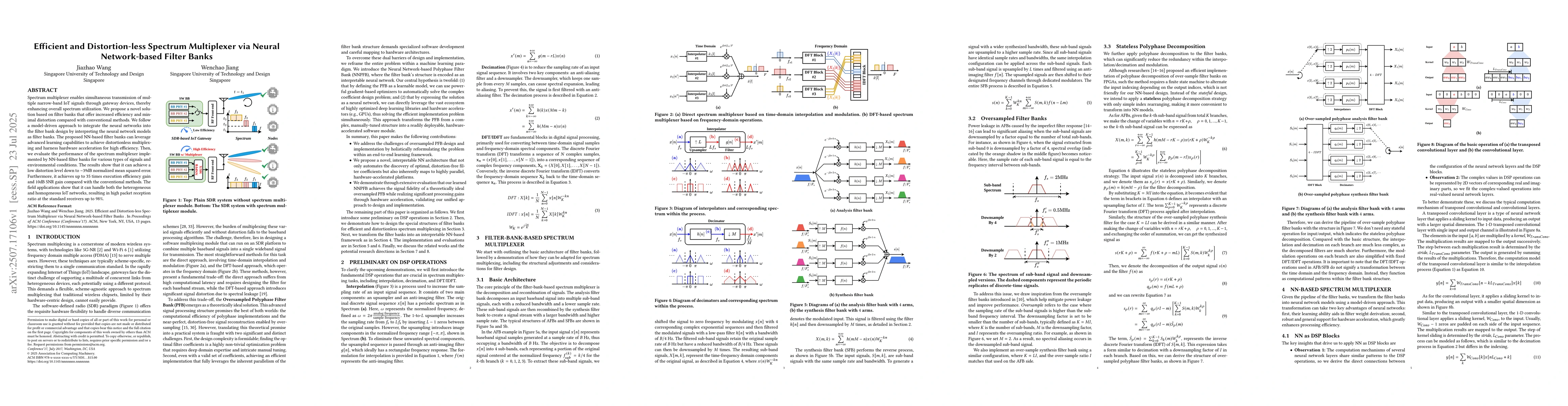 Thumbnail for Efficient and Distortion-less Spectrum Multiplexer via Neural
  Network-based Filter Banks