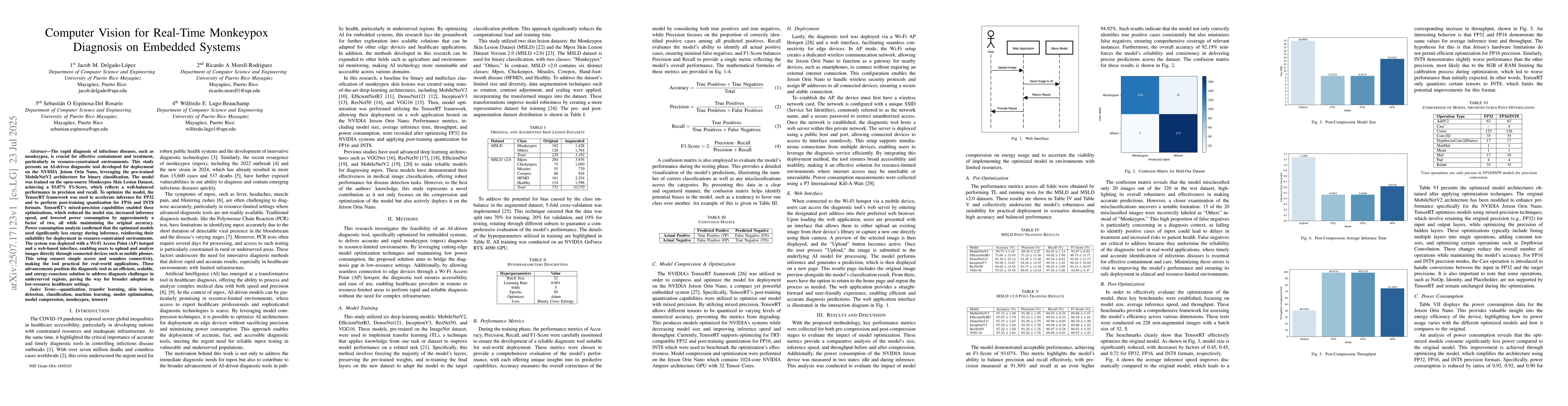 Thumbnail for Computer Vision for Real-Time Monkeypox Diagnosis on Embedded Systems