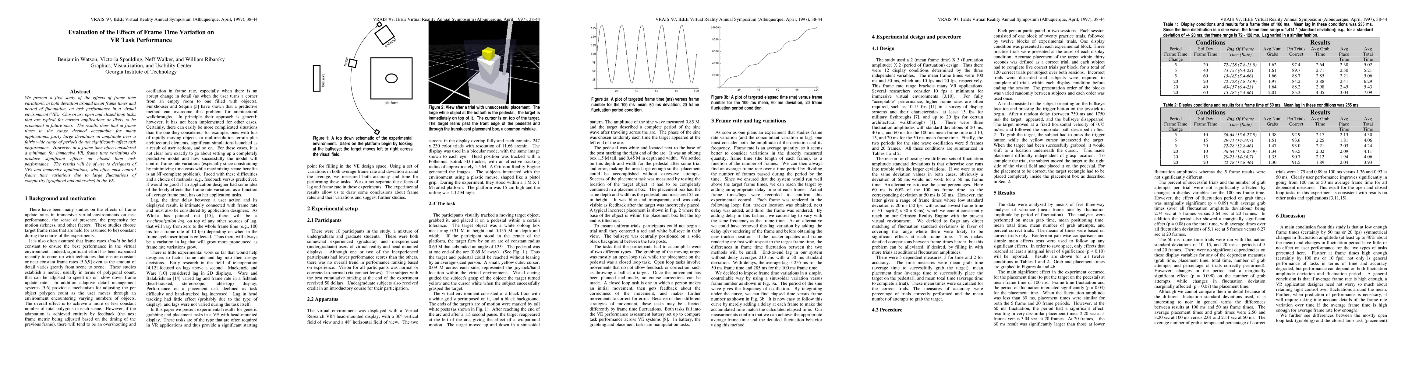 Thumbnail for Evaluation of the effects of frame time variation on VR task performance