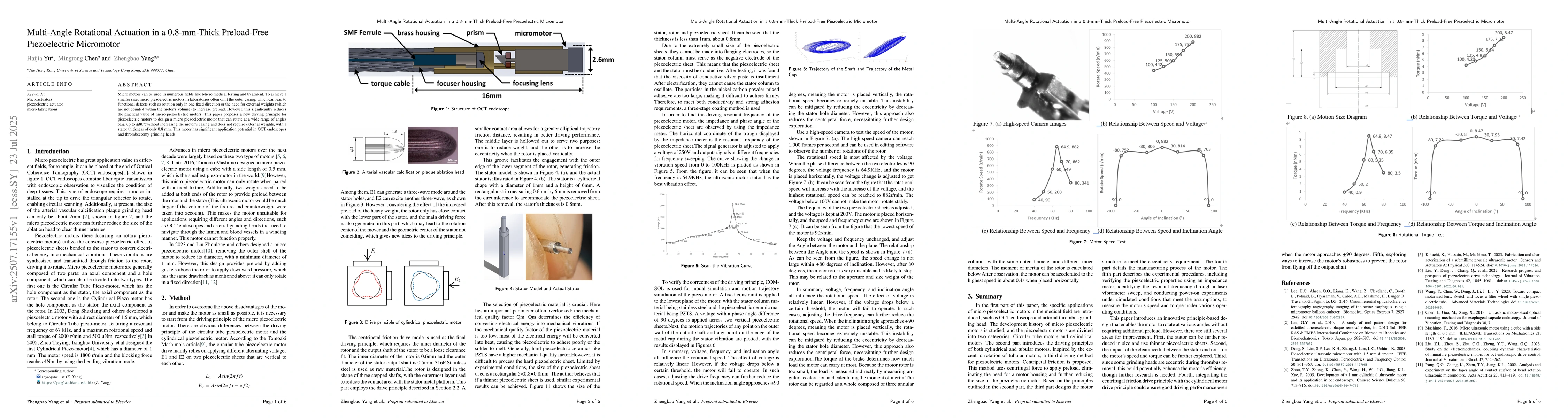 Thumbnail for Multi-Angle Rotational Actuation in a 0.8-mm-Thick Preload-Free
  Piezoelectric Micromotor